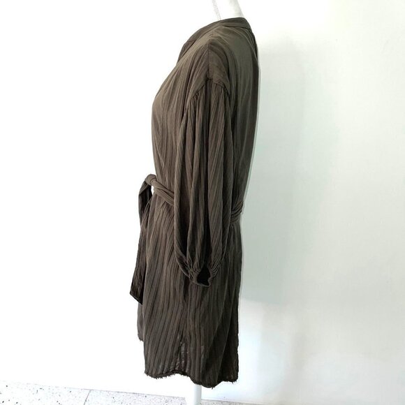 Pharaoh Collection Dress Womens Size 1 Japanese Cotton V Neck Green Made In USA - Picture 11 of 12